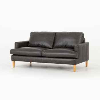 Brooklyn 2 Seater Leather Sofa, Black