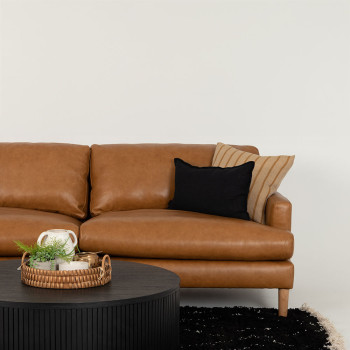 Brooklyn 3 Seater Leather Sofa, Tan