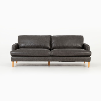 Brooklyn 3 Seater Leather Sofa, Black