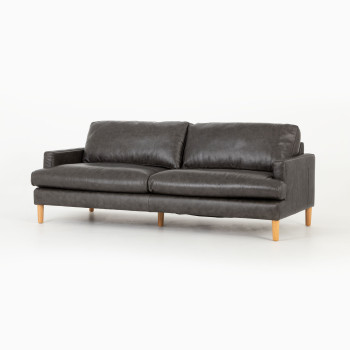 Brooklyn 3 Seater Leather Sofa, Black