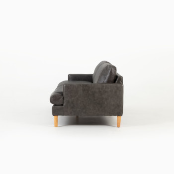 Brooklyn 3 Seater Leather Sofa, Black