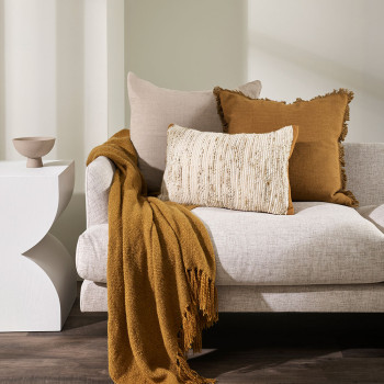 Ollo Odessa Cushion - Feather Inner, Toffee
