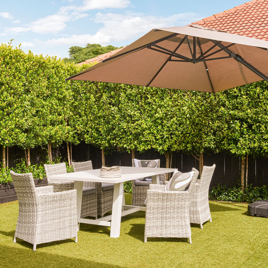 Capri Outdoor Dining Chair, Grey/White