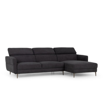 Kiera Chaise Sofa, Charcoal