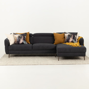 Kiera Chaise Sofa, Charcoal