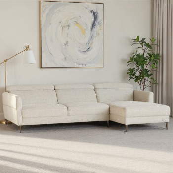Kiera Right Hand Facing Chaise Sofa, Light Grey