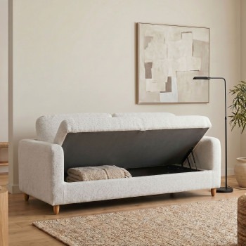 Bella 3 Seater Storage Sofa, Light Grey