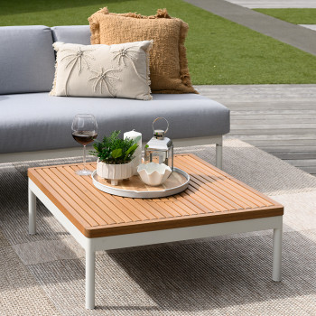 Cayman Outdoor Square Coffee Table, White