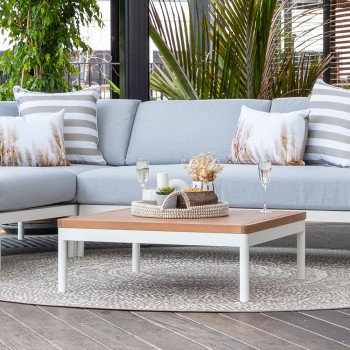 Cayman Outdoor Square Coffee Table, White