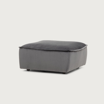 Dezi Velvet Modular Ottoman, Grey