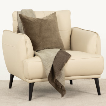 Athena 1 Seater Leather Sofa, Pebble