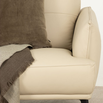 Athena 1 Seater Leather Sofa, Pebble