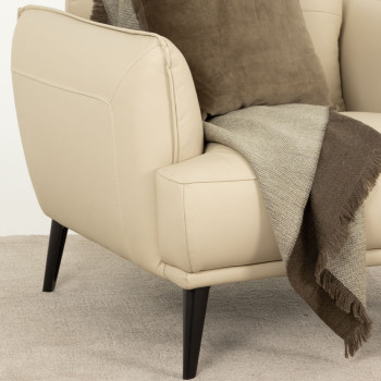 Athena 1 Seater Leather Sofa, Pebble