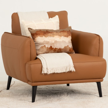 Athena 1 Seater Leather Sofa, Tan