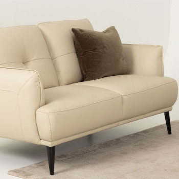 Athena 2 Seater Leather Sofa, Pebble