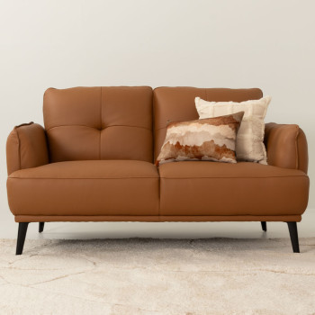Athena 2 Seater Leather Sofa, Tan
