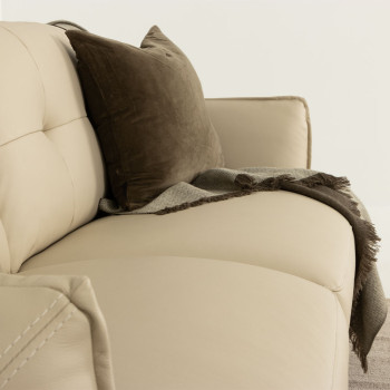 Athena 3 Seater Leather Sofa, Pebble