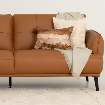 Athena 3 Seater Leather Sofa, Tan