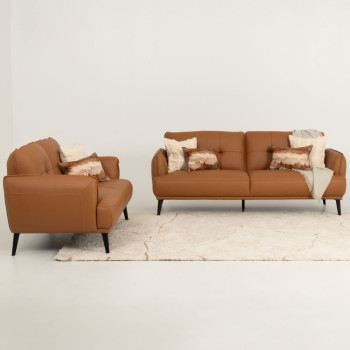 Athena 3 Seater Leather Sofa, Tan