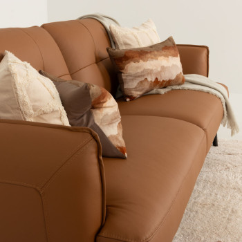 Athena 3 Seater Leather Sofa, Tan