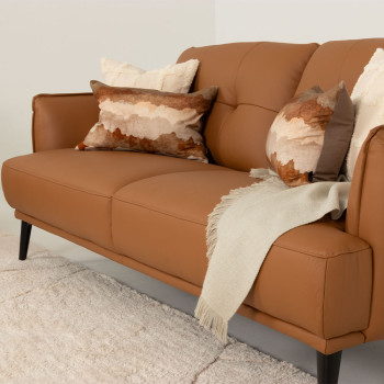 Athena 3 Seater Leather Sofa, Tan