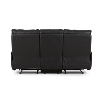 Hayley 3 Seater Leather Recliner, Black