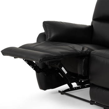 Hayley 3 Seater Leather Recliner, Black