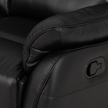 Hayley 3 Seater Leather Recliner, Black