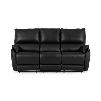 Hayley 3 Seater Leather Recliner, Black