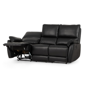 Hayley 3 Seater Leather Recliner, Black