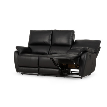 Hayley 3 Seater Leather Recliner, Black