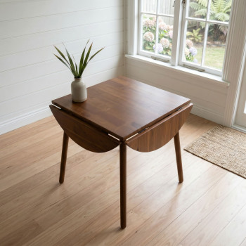 Woodwall Drop Leaf Round Dining Table - W75/105, Dark