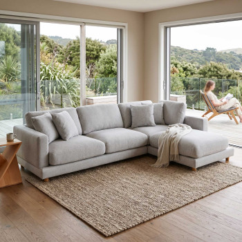 Ella Right Hand Facing Chaise Sofa, Light Grey