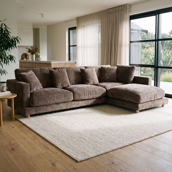 Ella Right Hand Facing Chaise Sofa, Mushroom