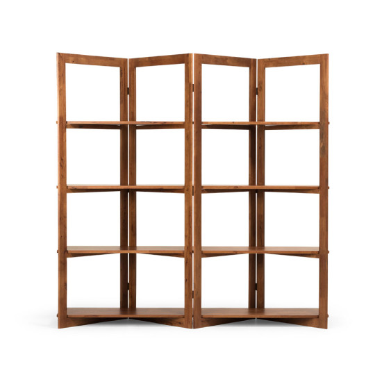 Woodwall Room Divider With Shelves, Dark