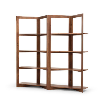 Woodwall Room Divider With Shelves, Dark