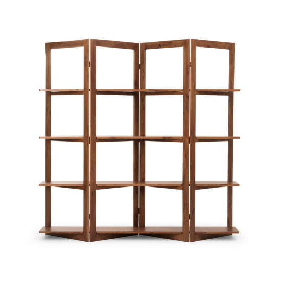 Woodwall Room Divider With Shelves, Dark