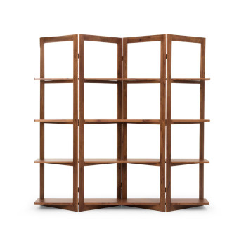 Woodwall Room Divider With Shelves, Dark