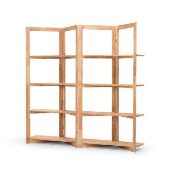 Woodwall Room Divider With Shelves, Light