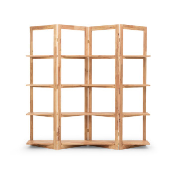 Woodwall Room Divider With Shelves, Light