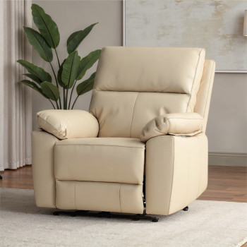Gracey Leather Electric Recliner Chair, Light Grey