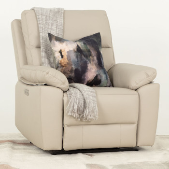 Gracey Leather Electric Recliner Chair, Light Grey