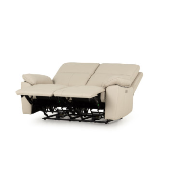 Gracey 2 Seater Leather Electric Recliner Sofa, Light Grey