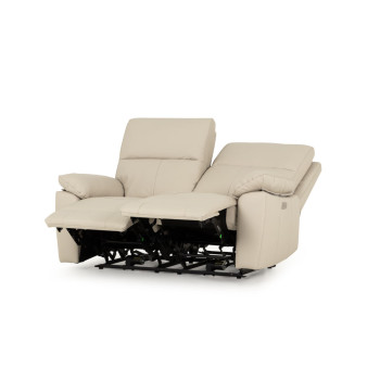 Gracey 2 Seater Leather Electric Recliner Sofa, Light Grey