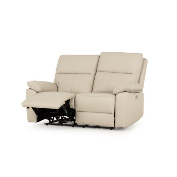 Gracey 2 Seater Leather Electric Recliner Sofa, Light Grey