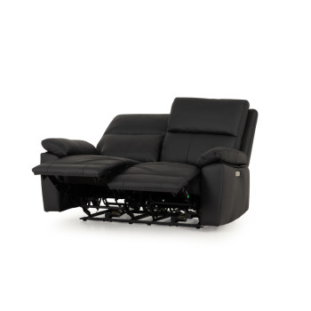 Gracey 2 Seater Leather Electric Recliner Sofa, Black