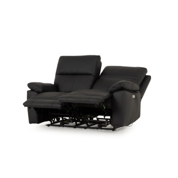 Gracey 2 Seater Leather Electric Recliner Sofa, Black