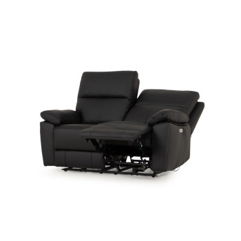Gracey 2 Seater Leather Electric Recliner Sofa, Black