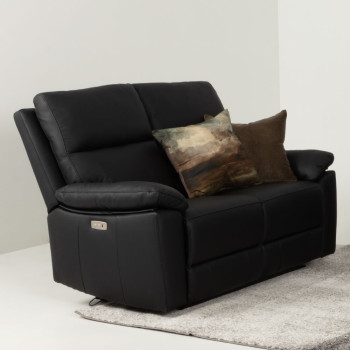 Gracey 2 Seater Leather Electric Recliner Sofa, Black
