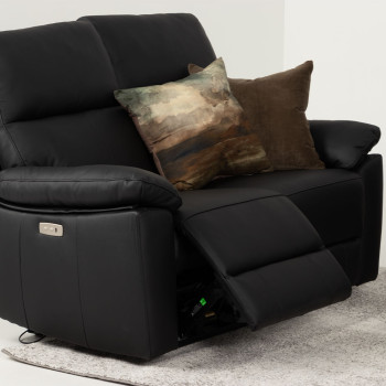 Gracey 2 Seater Leather Electric Recliner Sofa, Black